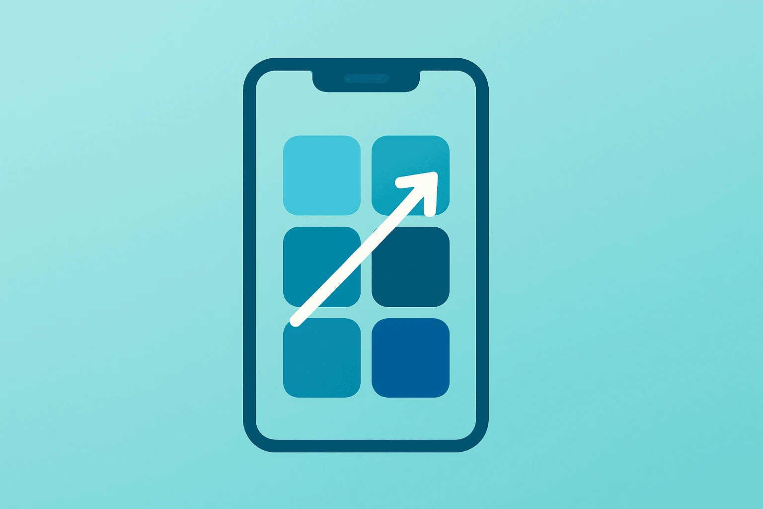 Centered flat-vector smartphone with expanding app tiles symbolizing Digital Turbine earnings beat and FY2027 guidance