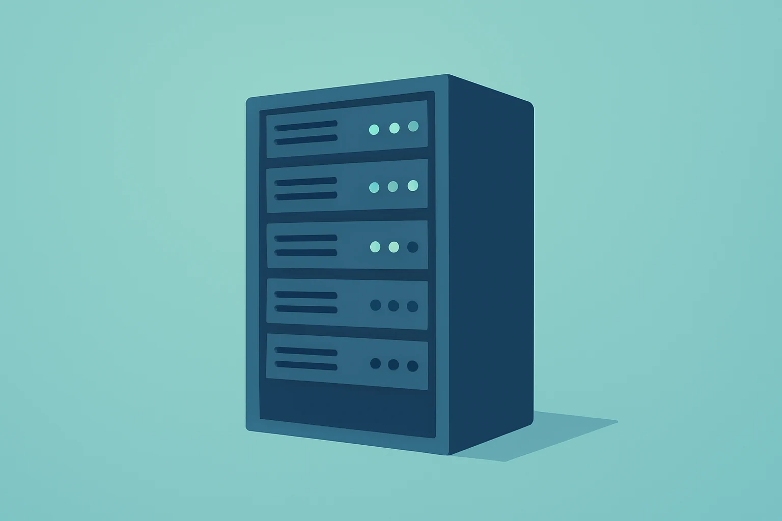 Flat vector server rack with dimming lights symbolizing SentinelOne earnings and cautious EPS outlook.