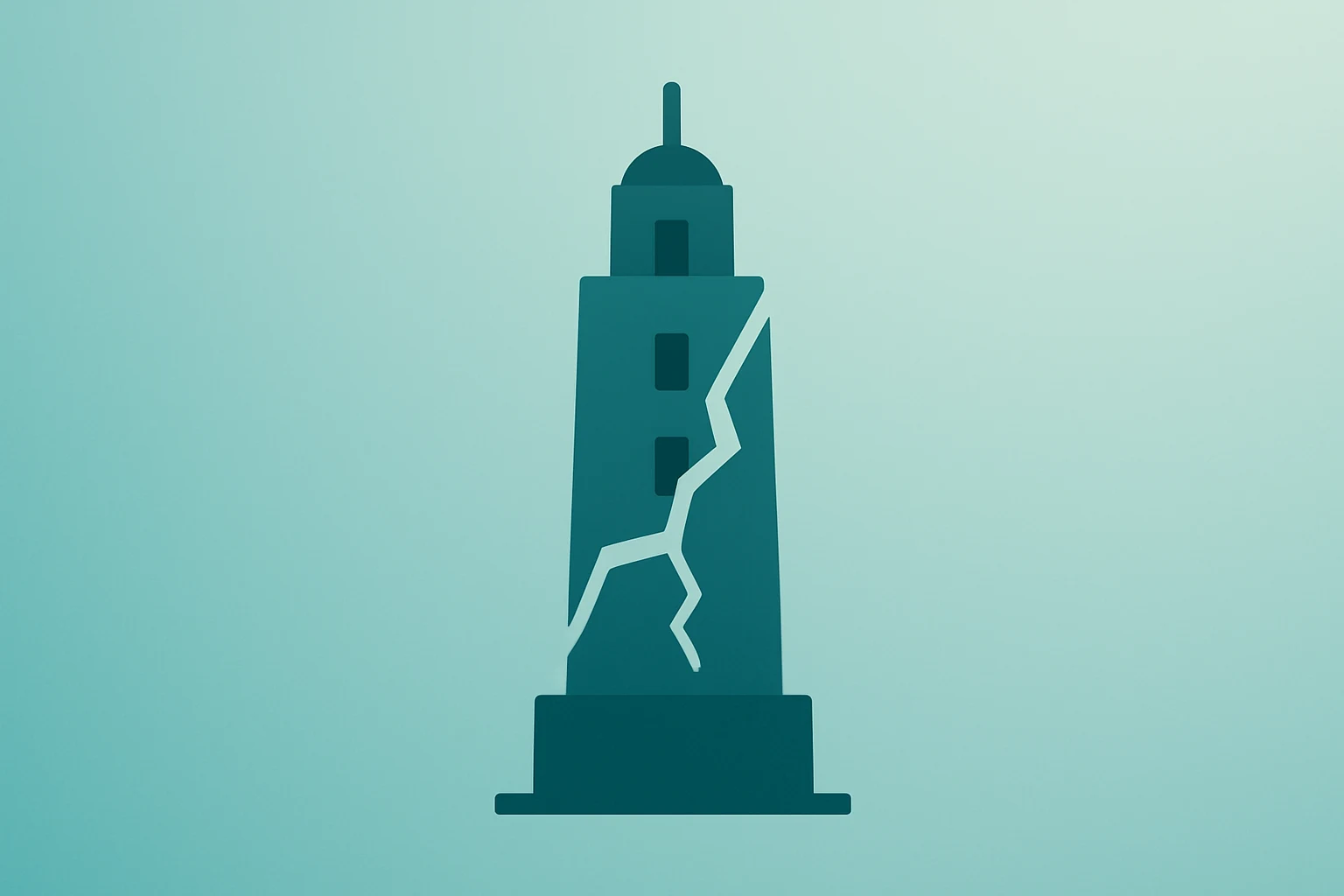 Flat filled vector of a cracked studio tower symbolizing the news that Warner Bros Discovery Rejects Paramount Bid.