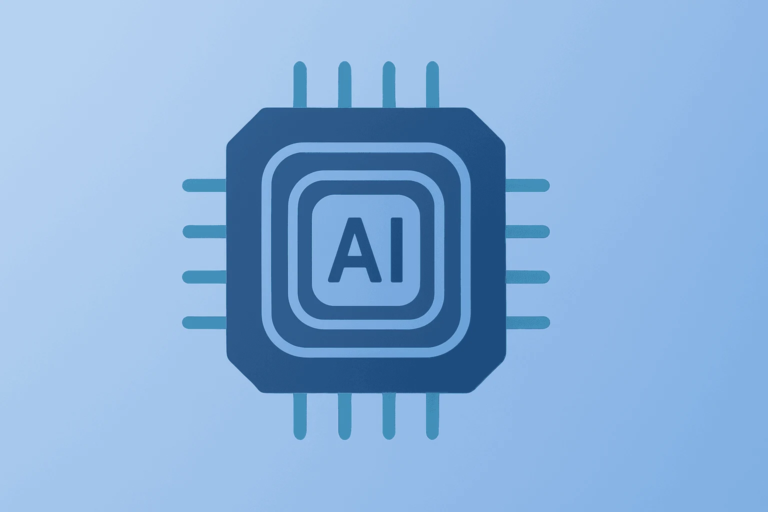 Flat vector server blade with glowing compute core signaling AI semiconductor strength amid Broadcom earnings miss