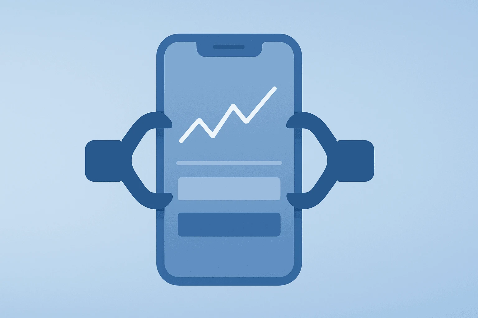 Flat filled vector of a fintech trading device under tightening strain illustrating Robinhood stock momentum.