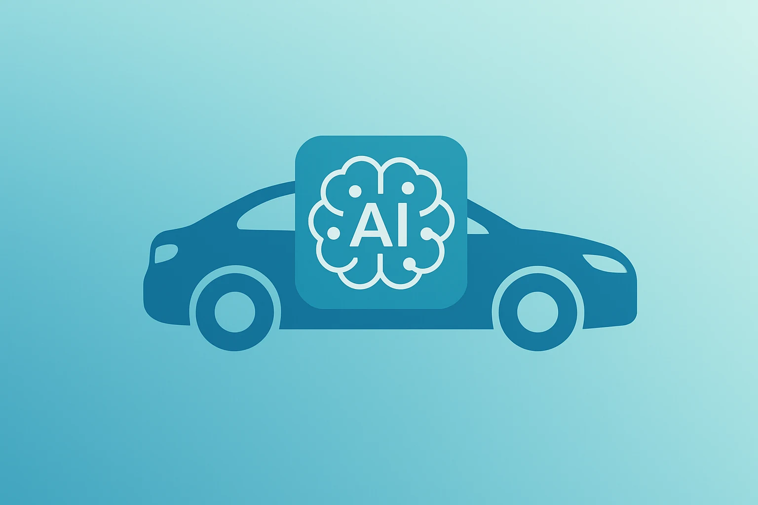 Stylized flat-vector electric car and AI core layered to suggest AI shift and delivery weakness for Tesla Q4 2025 earnings.