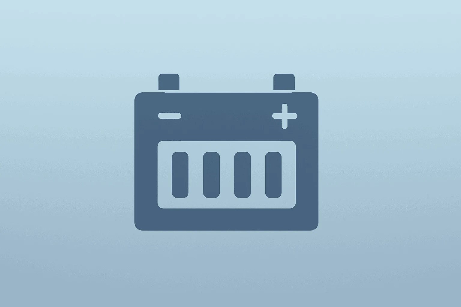 Flat-vector car battery module with dimming light to symbolize QuantumScape Q2 results and the PowerCo payment cut.