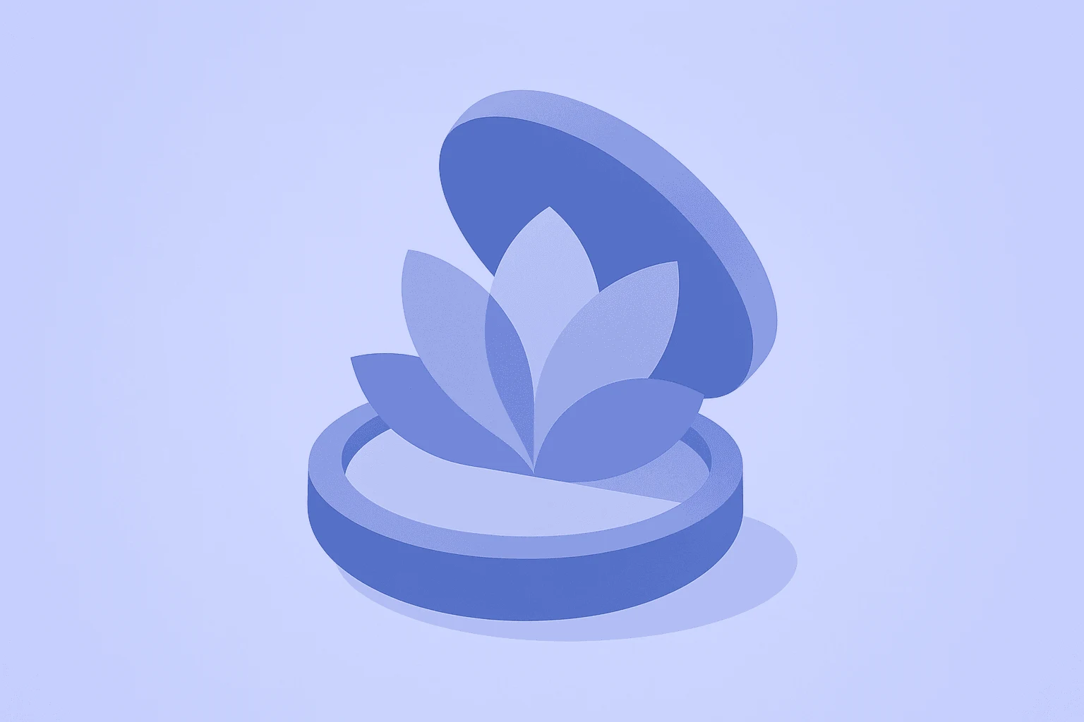 Flat vector makeup compact unfolding petals to signal expansion after L'Oreal Q1 2026 Results.