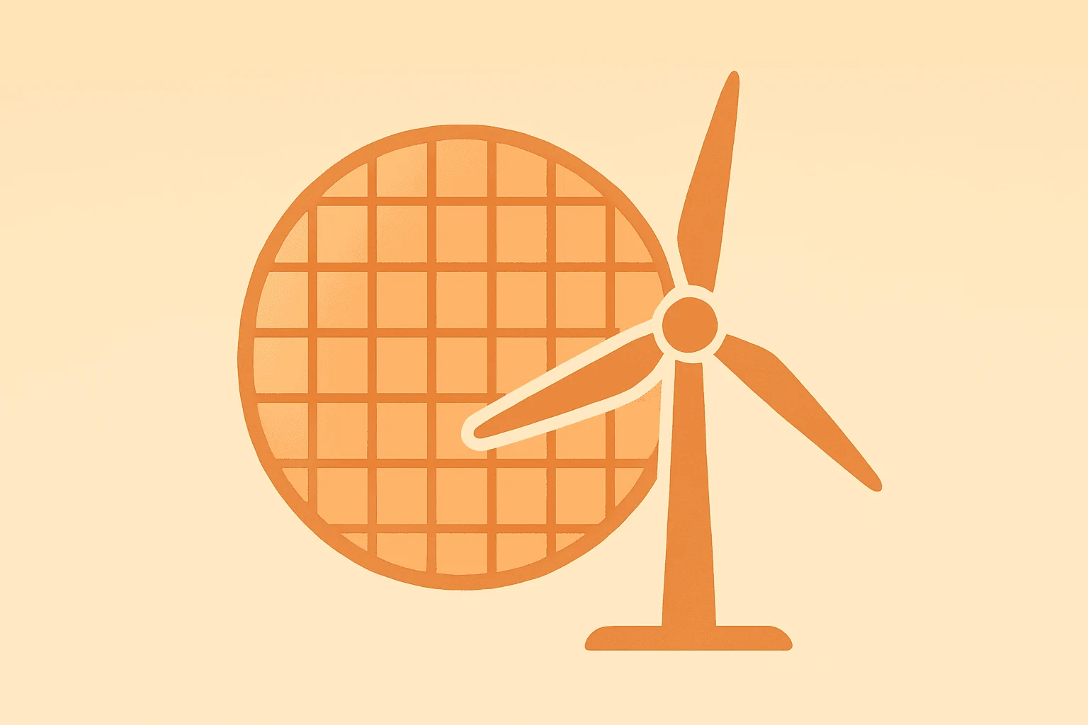 Flat filled vector of a fractured semiconductor wafer merged with an energy turbine for Trump Xi summit chip export talks