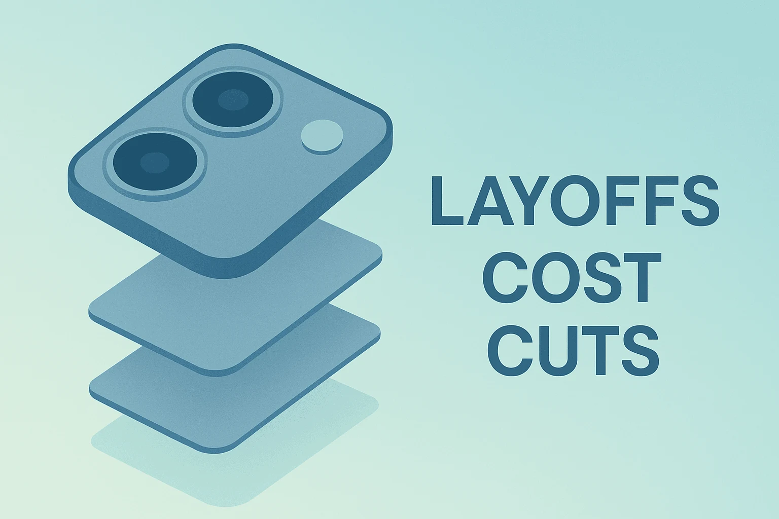 Flat vector of a scaled smartphone module dimming to symbolize Snap layoffs and the $500 million cost-cutting plan.