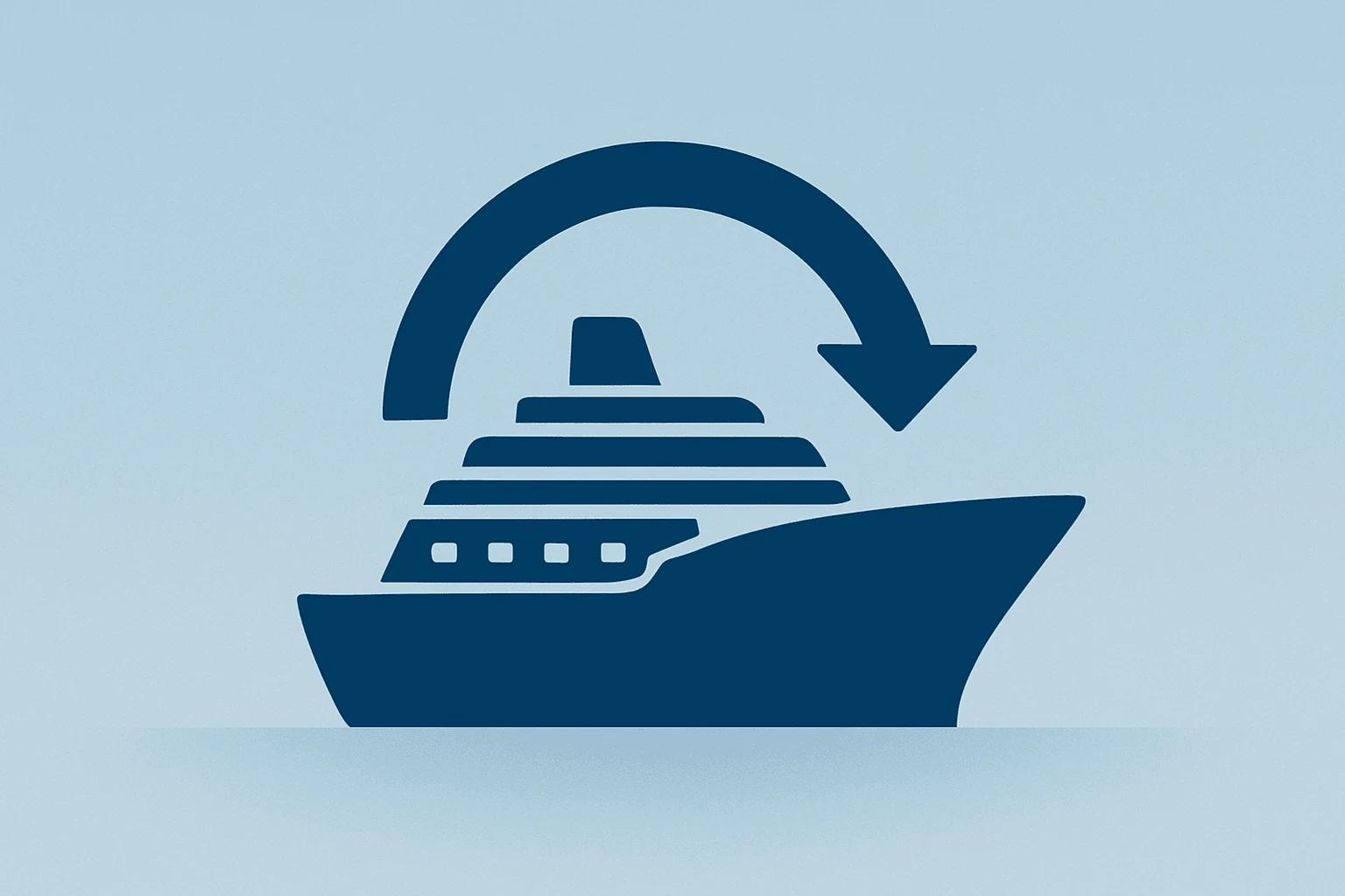 Flat vector of a cruise ship hull with a tightening band symbolizing Royal Caribbean earnings, margins, and booking pressure.