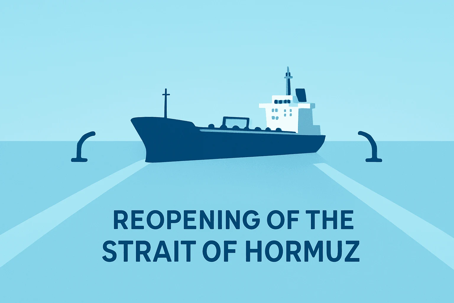 Flat vector of a single oil tanker hull with a reopened channel motif, minimalist gradient; Oil Prices Plunge