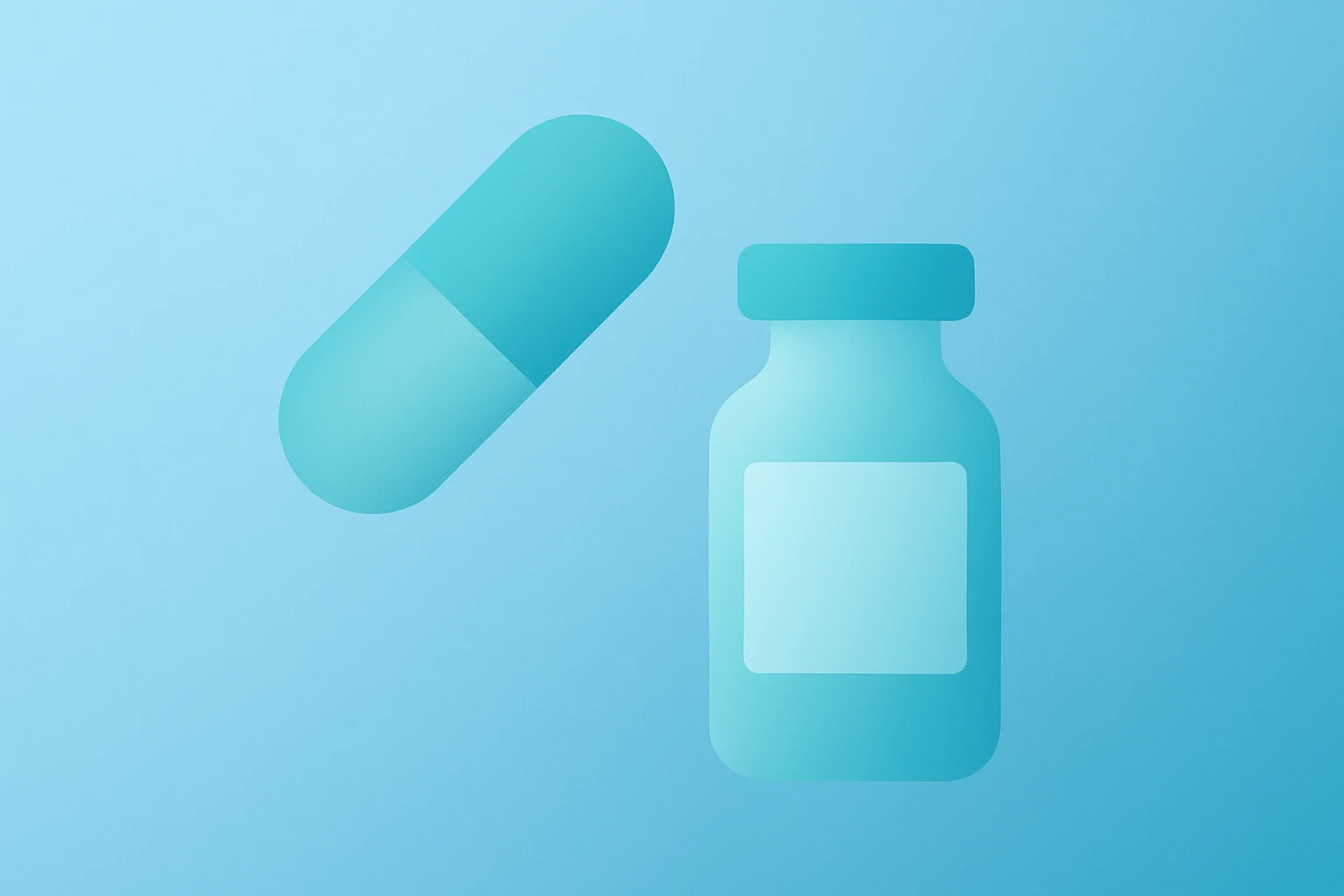 Flat vector pill and vial icon symbolizing Bayer asundexian trial results and the drug's clinical and market shift