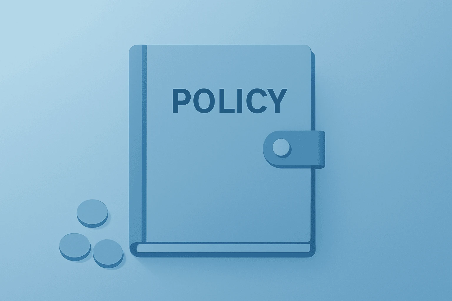 Flat vector of a policy binder with a tightening clasp and dot tokens, evoking Kevin Warsh Fed meeting communication shift