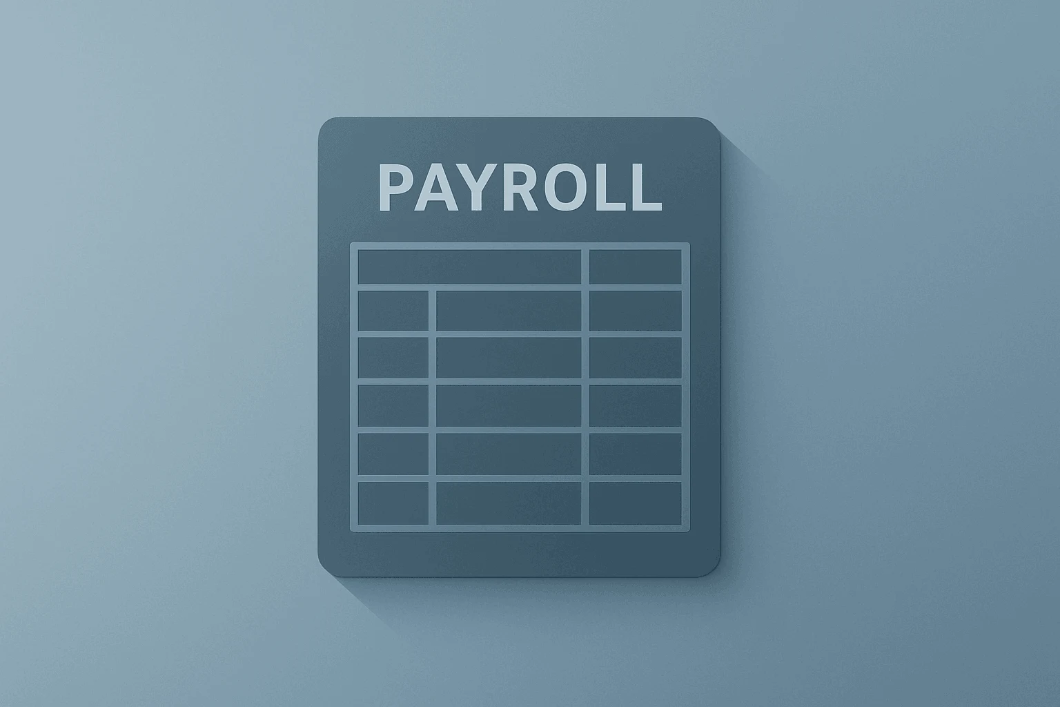 Flat filled vector of a payroll ledger with dim glow and subtle shadow lift, illustrating slower hiring in ADP Jobs Report.