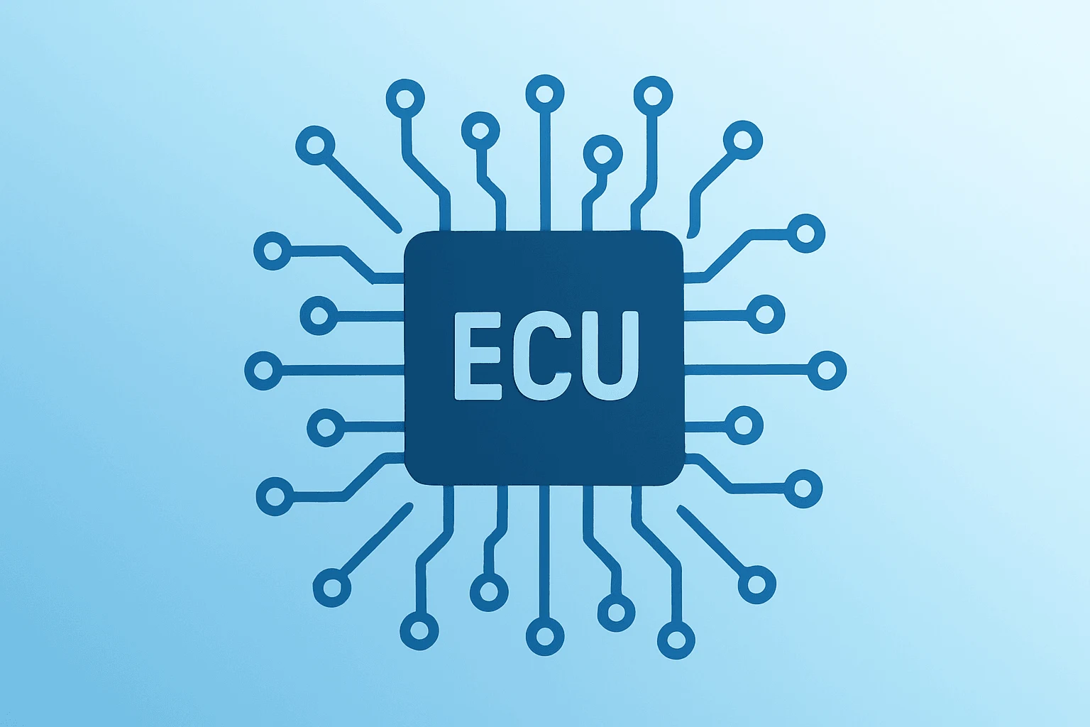 Flat vector showing a vehicle ECU module expanding to symbolize embedded software momentum and BlackBerry earnings.