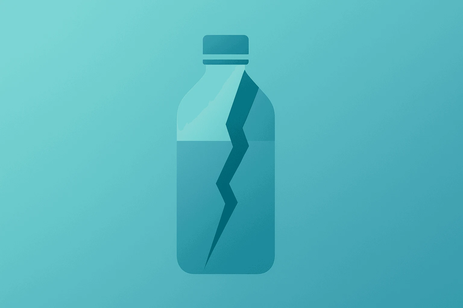 Flat vector of a bottled-water cluster splitting into twin halves illustrating the Nestlé spin-off and its turnaround focus.