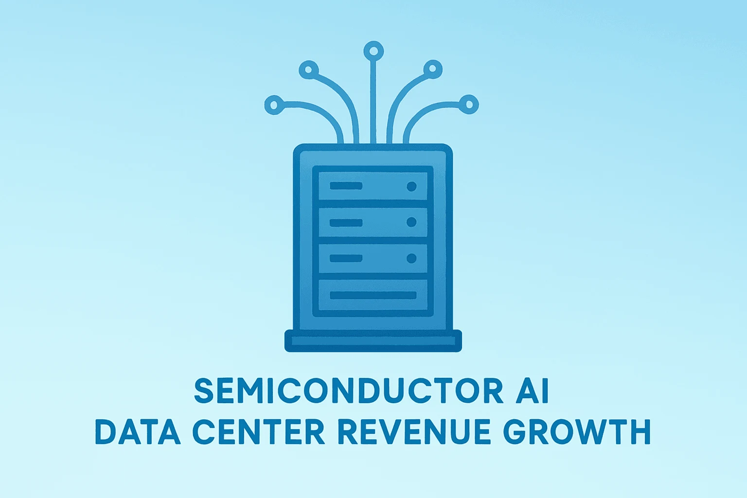 Flat filled vector of a server chip surging to represent Semtech earnings and AI data center growth on a smooth gradient.