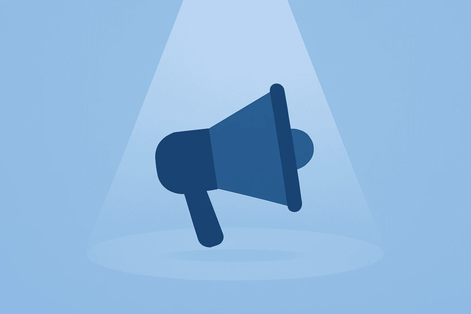 Flat filled vector of a marketing megaphone dimming to represent Disney layoffs and Project Imagine consolidation.
