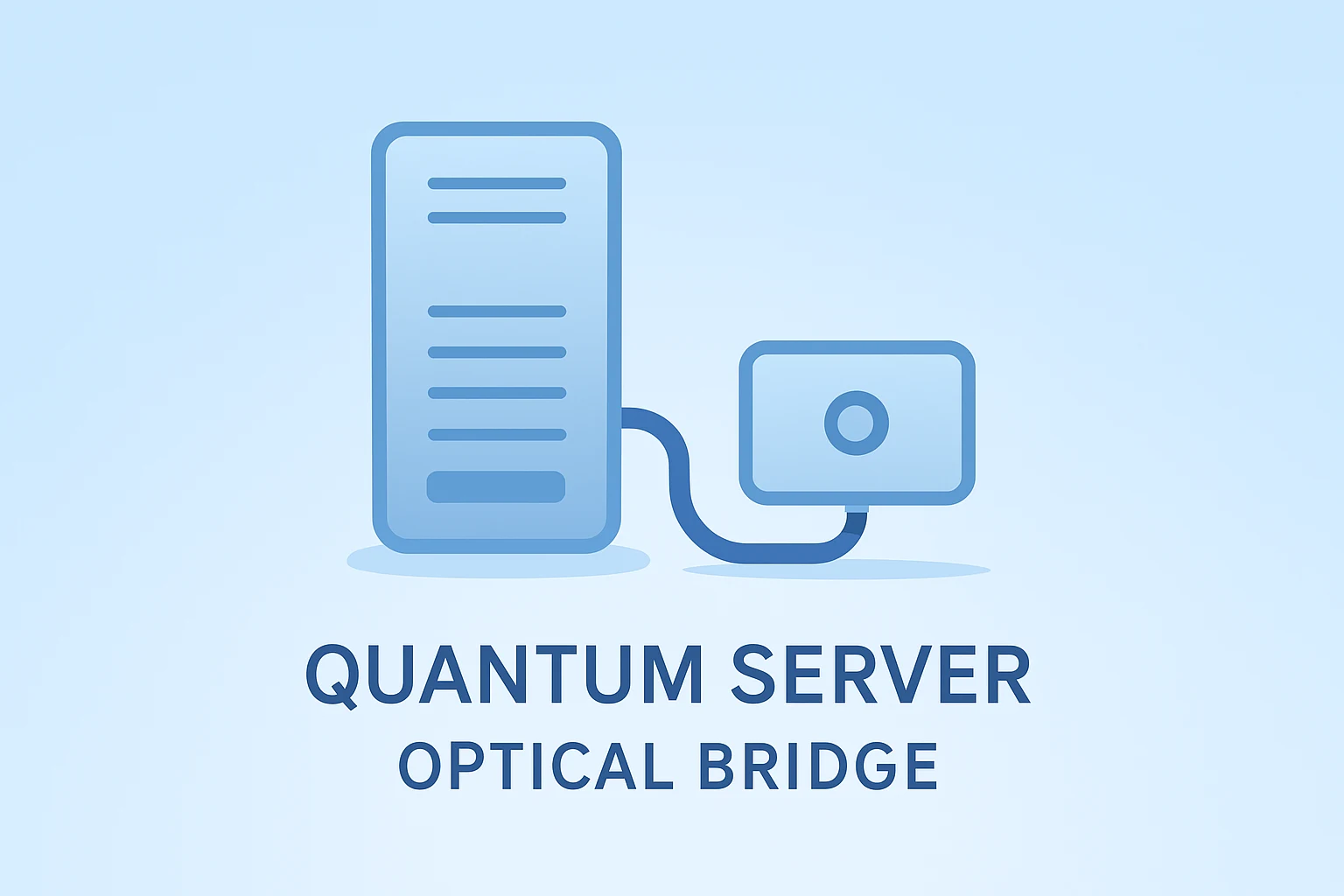 Flat vector of a quantum server linked to optical networking modules, illustrating the IBM Cisco quantum partnership.