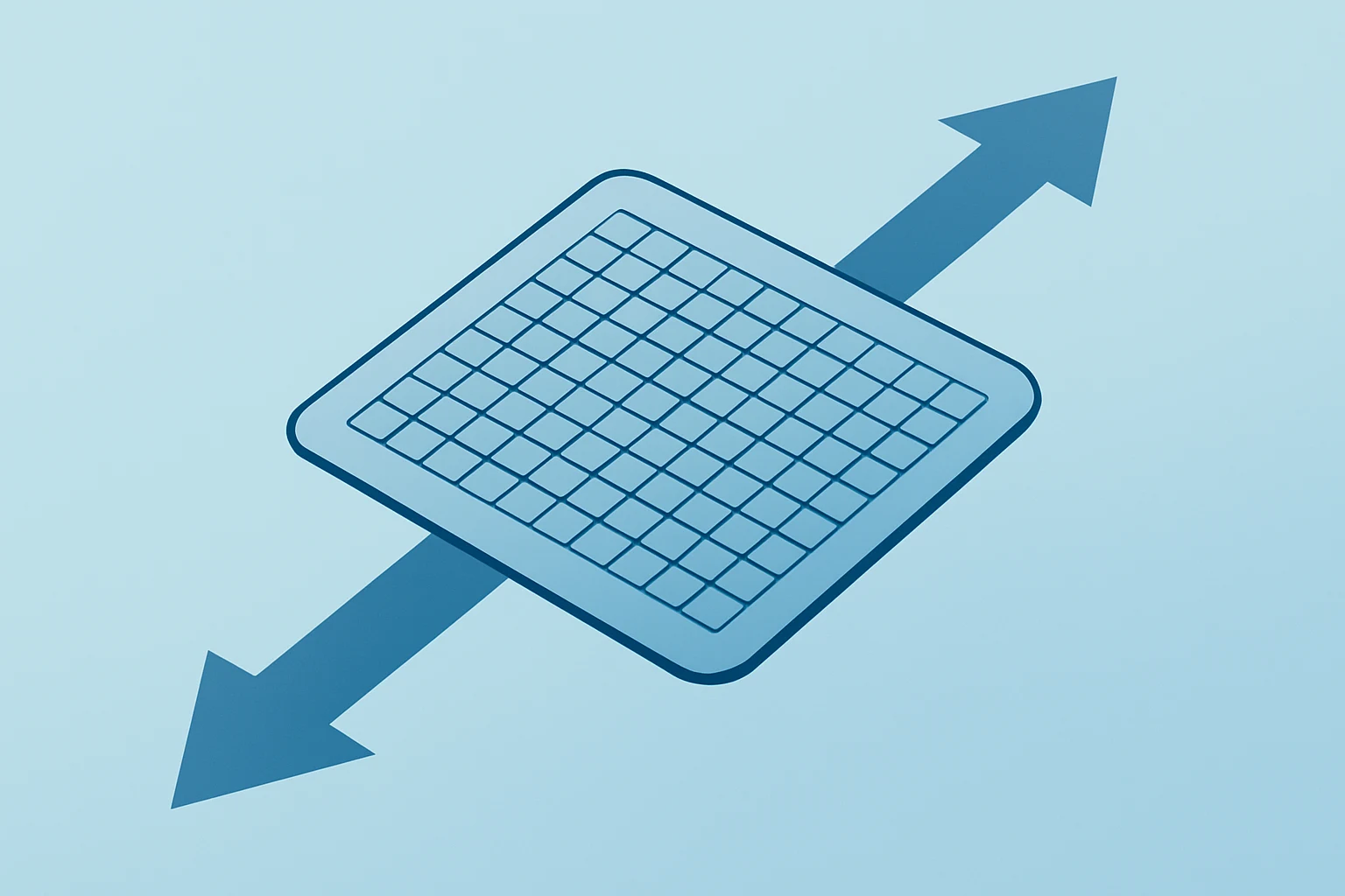 Flat filled vector of a central wafer chip expanding forward to symbolize TSMC earnings, AI-server demand, and capex.