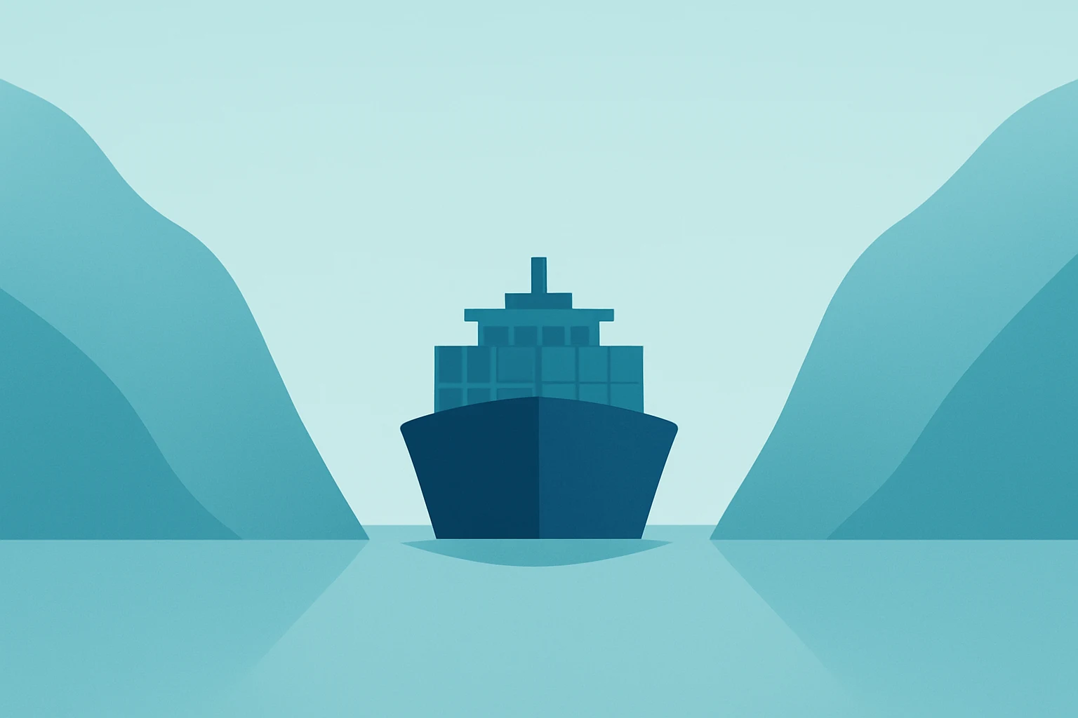 Flat vector of an offshore oil rig fused with a closed shipping lane, evoking Oil Prices Surge after Hormuz closure.