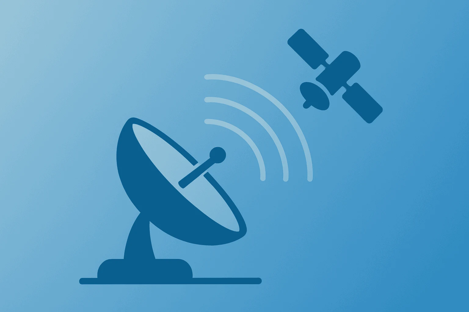Flat vector satellite symbol representing Amazon Leo satellite internet reaching a deployment threshold for initial service.