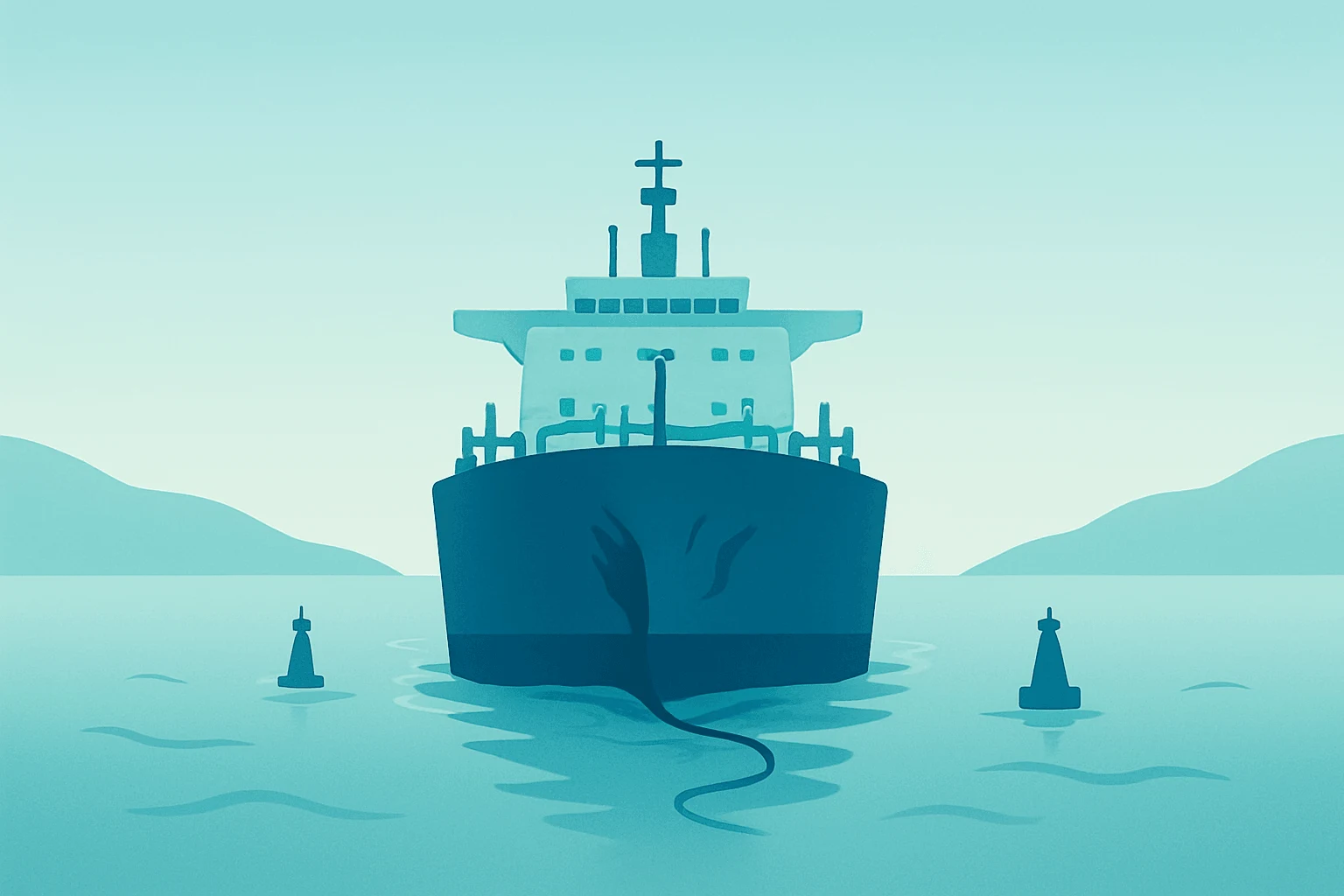 Flat vector cover showing a tanker symbolizing Brent hits $100 amid Bab el-Mandeb and Hormuz disruptions.