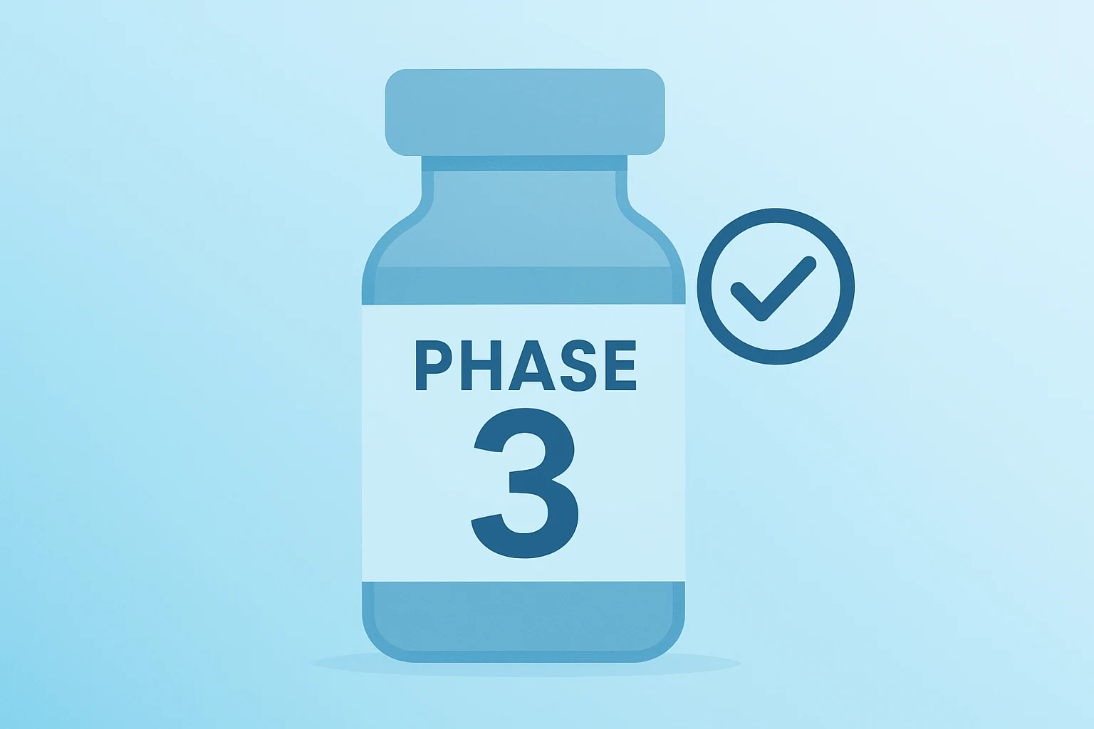 Flat vector clinical vial symbolizing Alumis trial results and the planned FDA NDA on an emerald-pearl gradient.