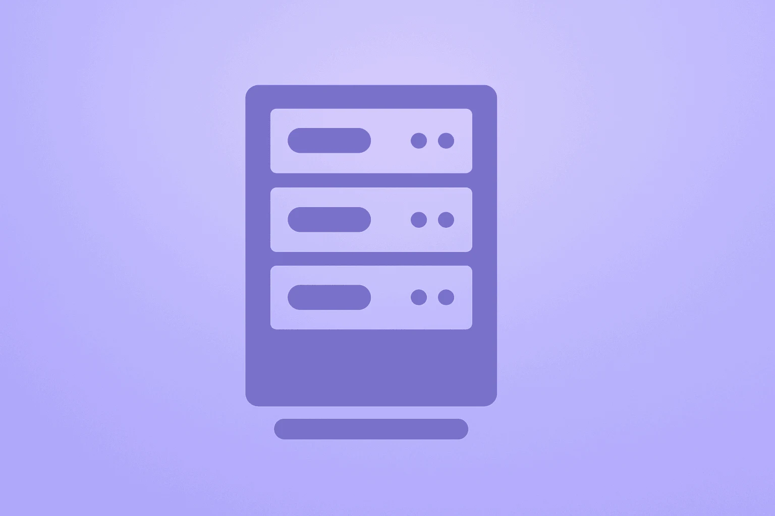 Flat filled vector of a server rack with dimming light on a violet-mist gradient, symbolizing Palantir stock profit-taking.