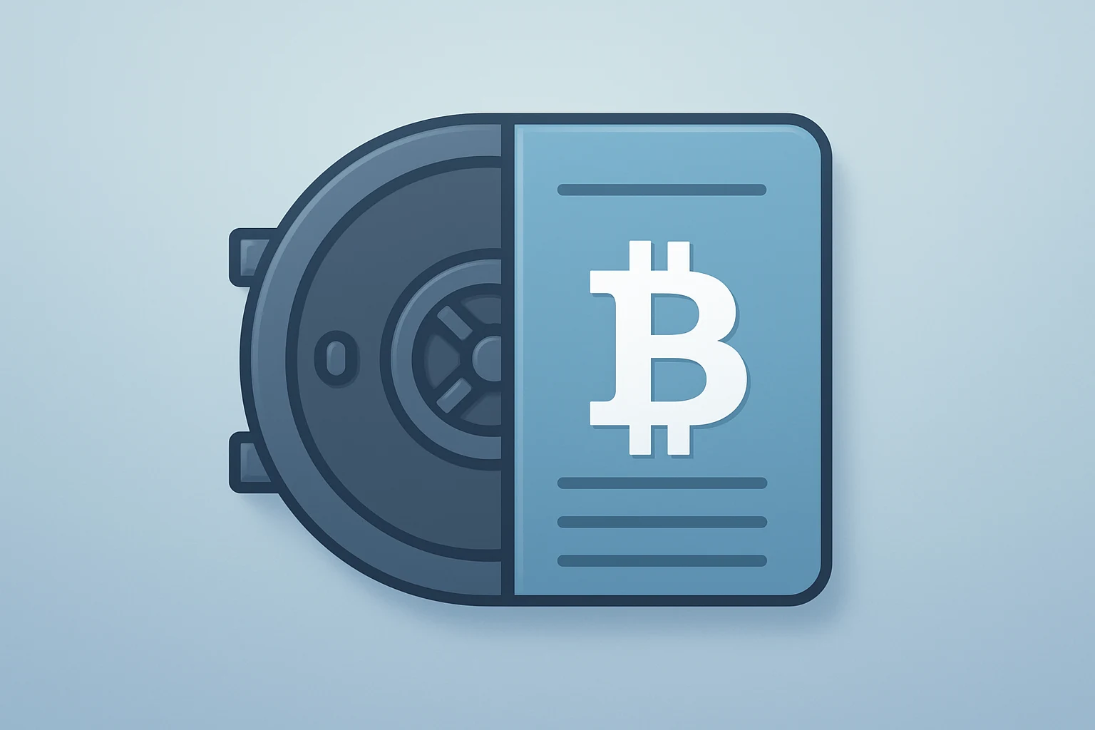 Flat-vector cover showing a bank vault merging with a crypto vault, symbolizing SoFi Crypto launch and regulated custody.