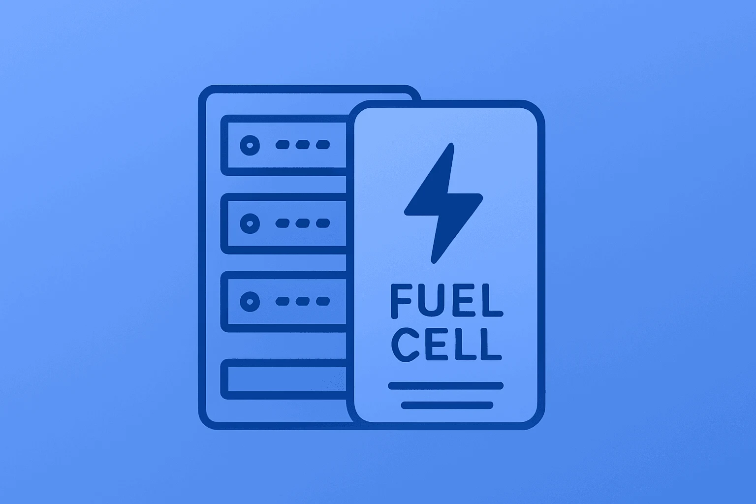 Flat vector server merged with a fuel cell symbolizing Bloom Energy Nebius partnership powering AI data centers.