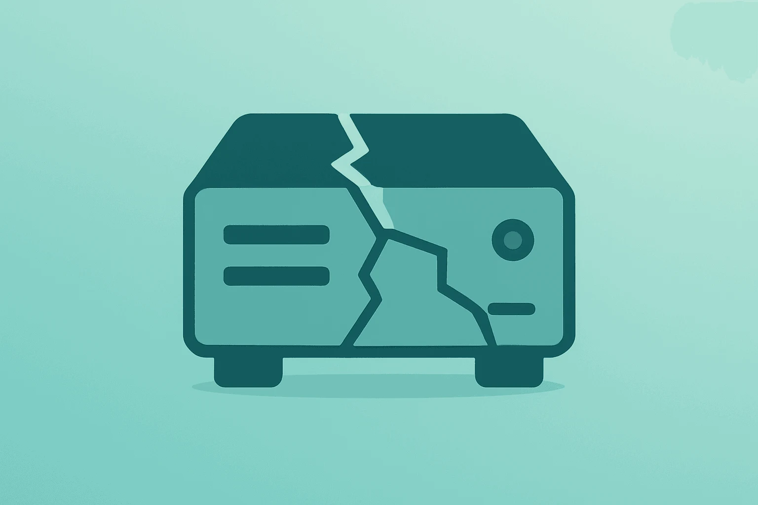 Flat vector of a streaming server with fractured casing symbolizing the Netflix data lawsuit and kids' profile data collection