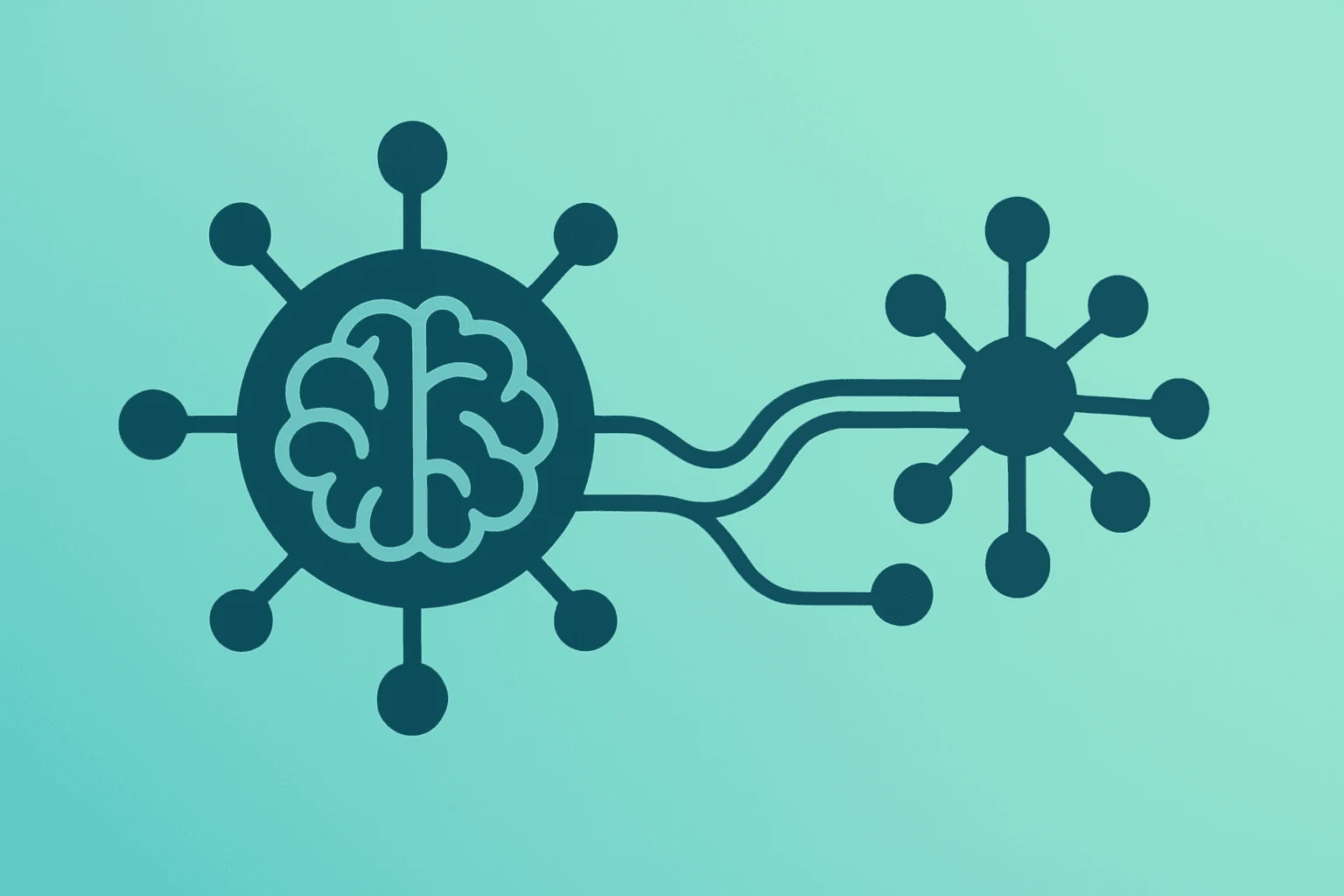 Flat vector of a server cluster feeding a second cluster to symbolize Anthropic Claude misuse and model extraction risks.