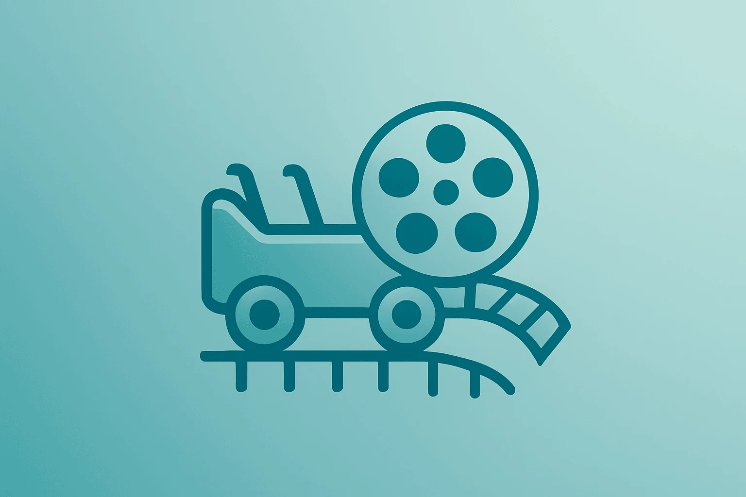 Stylized flat vector of a toy vehicle fused with a film reel symbolizing Disney earnings and franchise-driven parks demand.