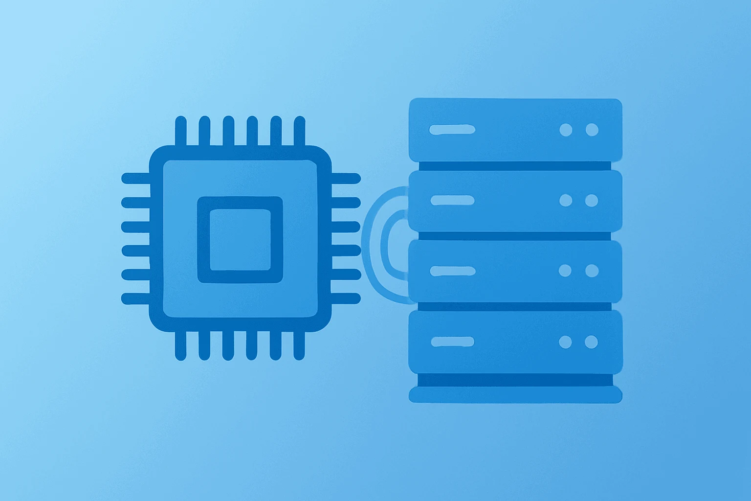 Flat-vector server rack expanding to symbolize AMD Anthropic deal and AI compute capacity with subtle shadow lift.