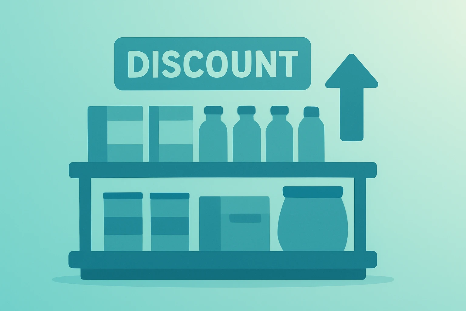 Flat vector of a discount store shelf bulging with goods to symbolize Dollar General Q3 2025 earnings and guidance raise