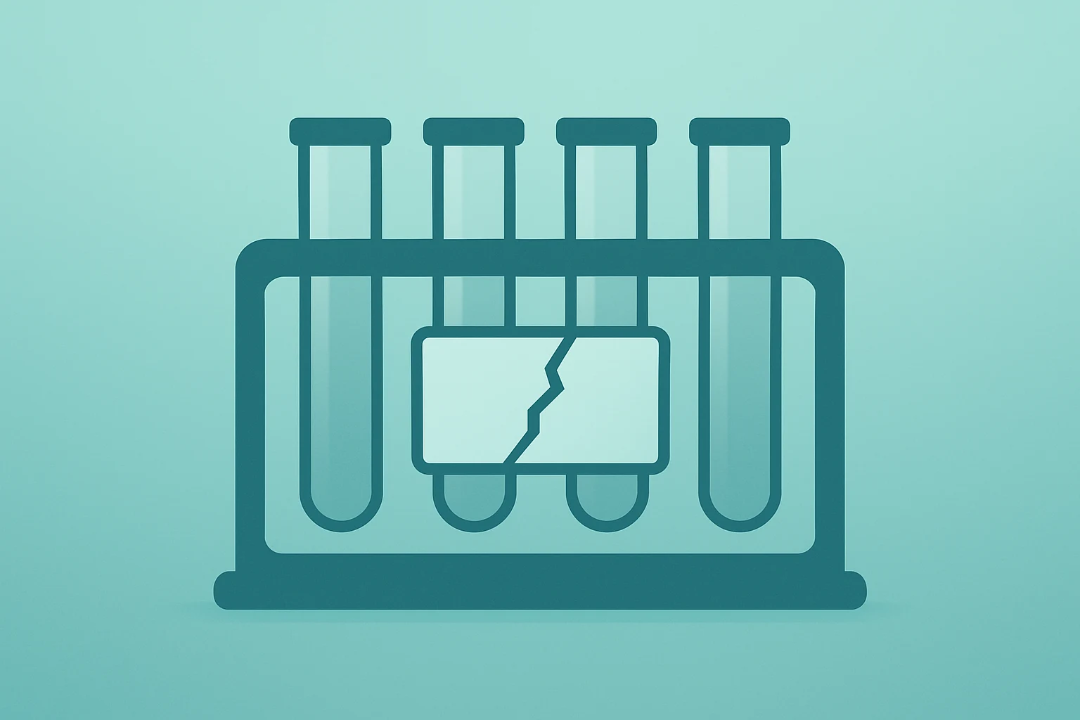 Flat vector of a lab server module with a cracked shell symbolizing the ICON accounting probe and reporting risk.