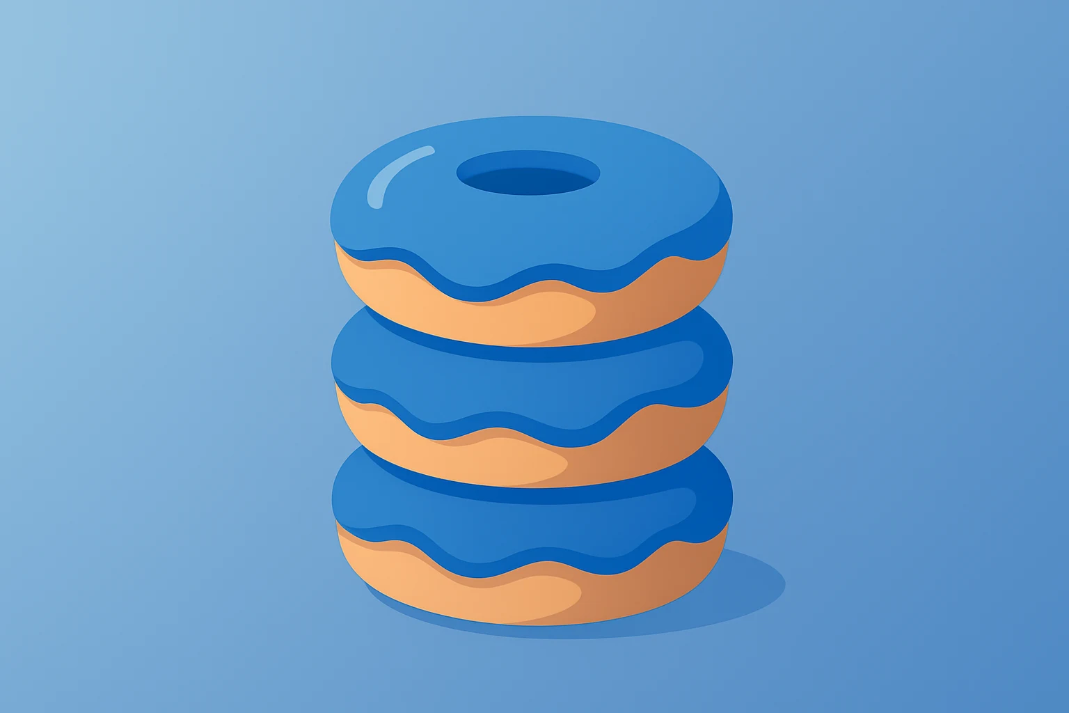 Flat vector of a polished glazed doughnut stack evoking Krispy Kreme earnings, margin expansion, and improved cash flow.