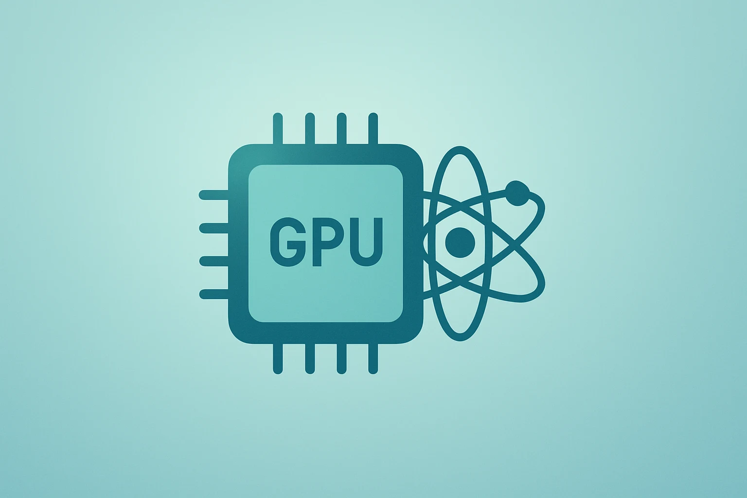 Centered flat-vector GPU chip merging with a quantum module to represent Nvidia AI leadership and data-center demand.