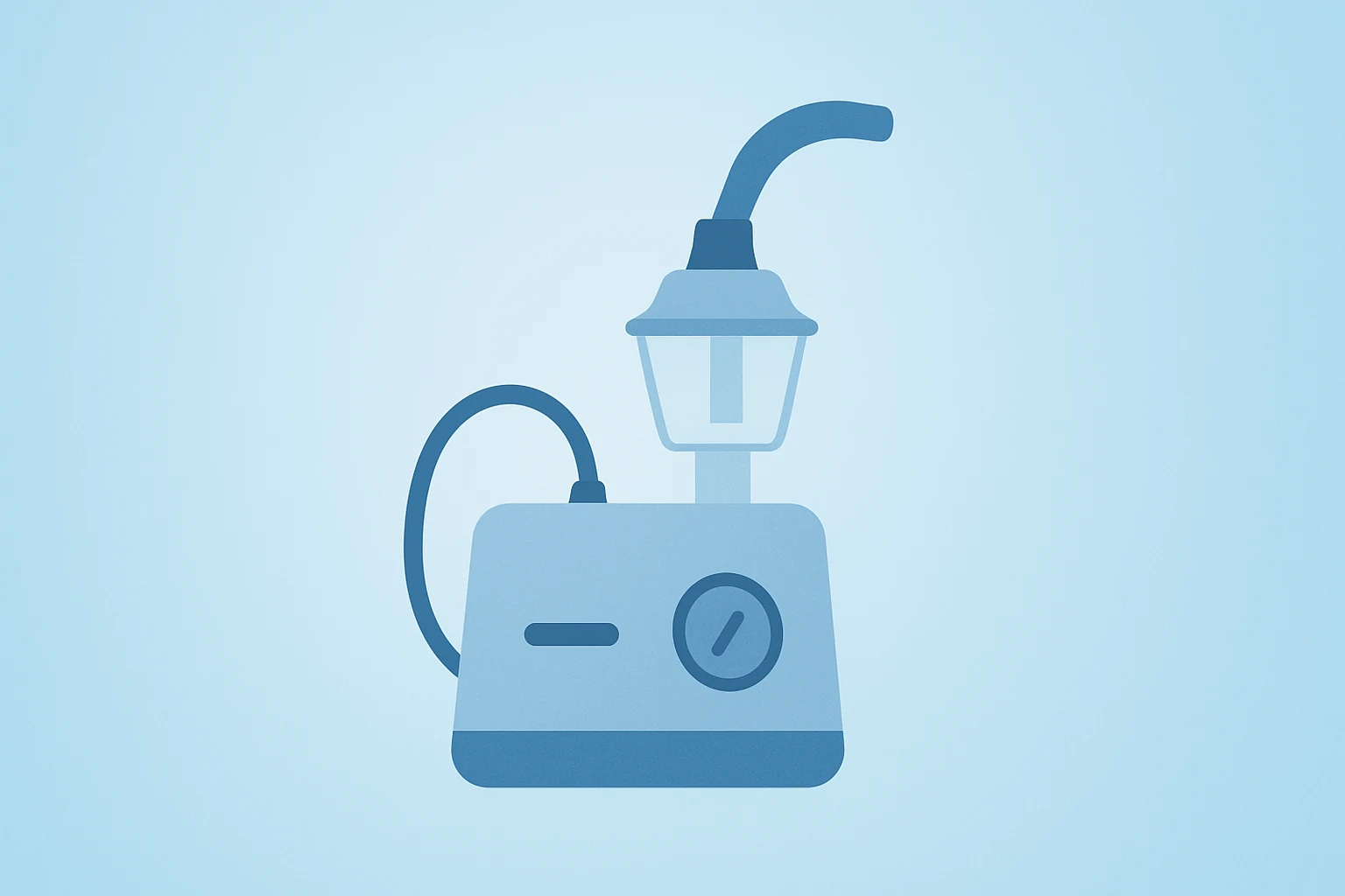 Flat vector of a nebulizer with a dimming nozzle symbolizing Theravance Biopharma CYPRESS trial failure and strategic review.