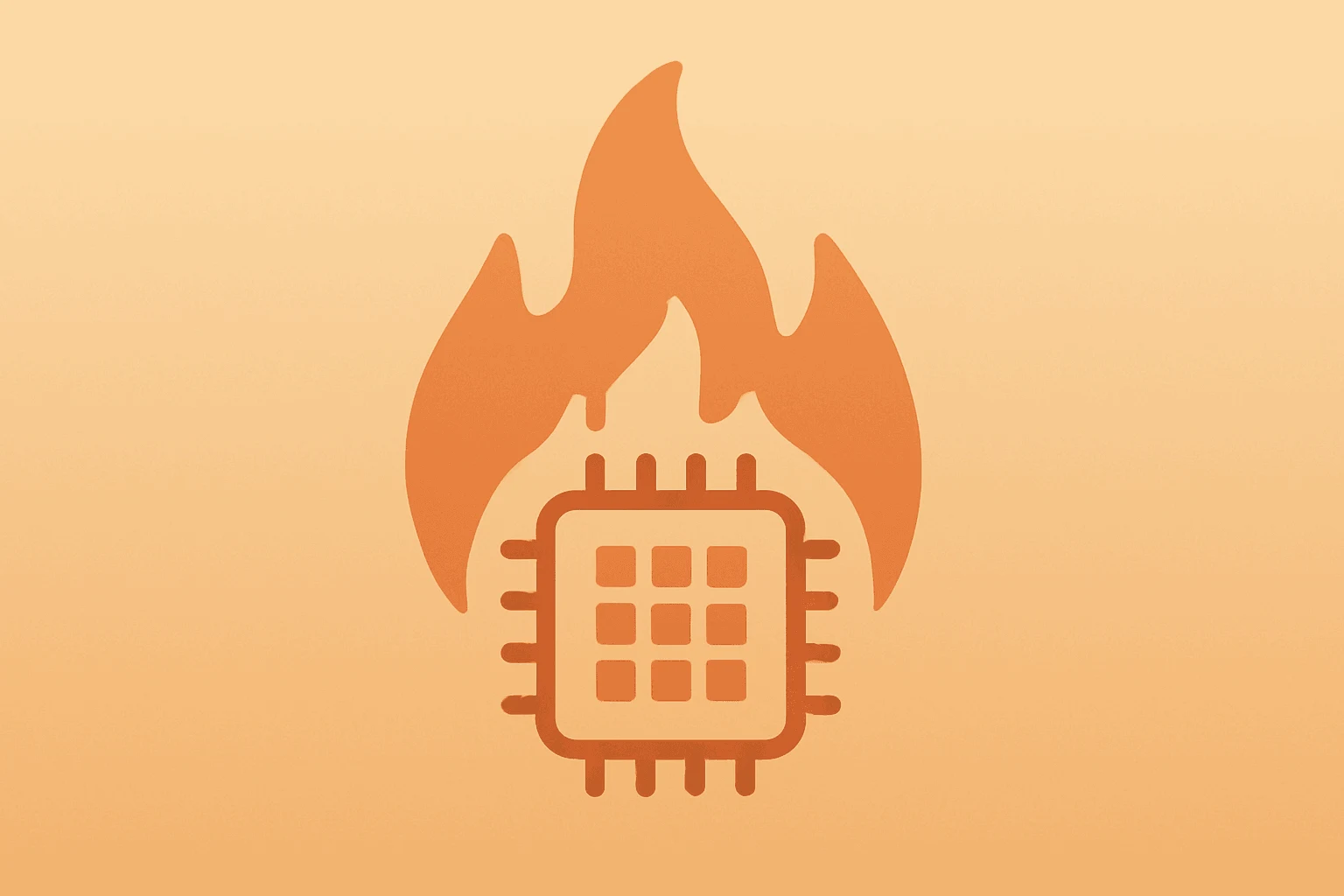 Flat filled vector of a server chip fragilely surging to symbolize Marvell Google AI chips in minimal editorial style.