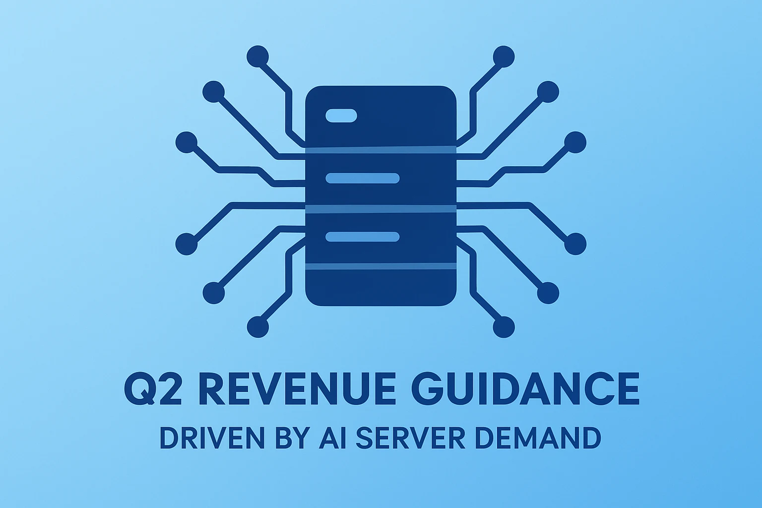 Flat-vector server with expanding circuit to symbolize HPE Q2 revenue guidance from AI server demand.