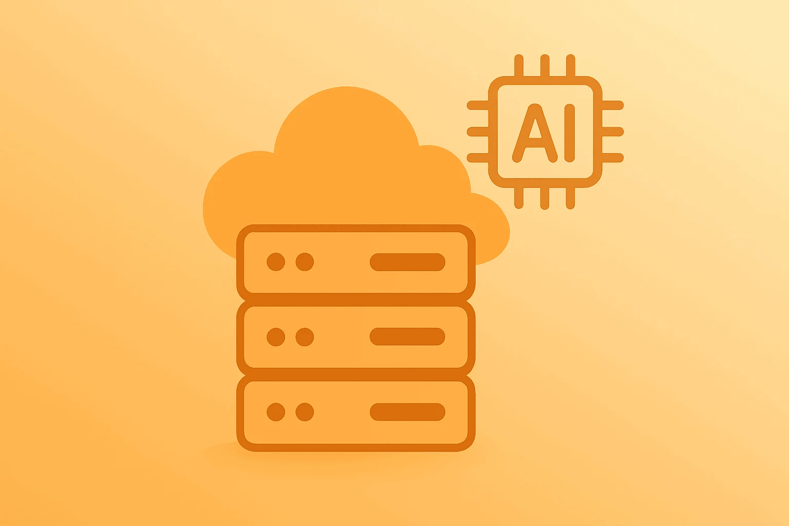 Flat vector server icon merging cloud and database motifs to symbolize Veeva earnings beat and AI-driven growth.