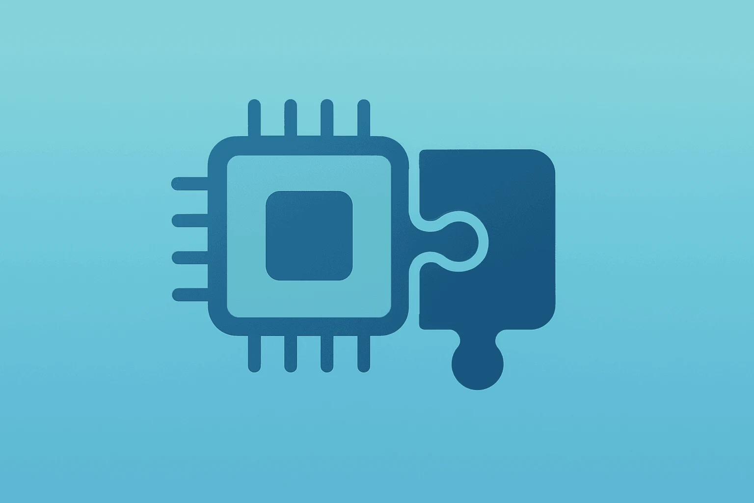 Flat vector of a chip merging with a modular software block representing Qualcomm to Acquire Modular and edge-to-cloud AI