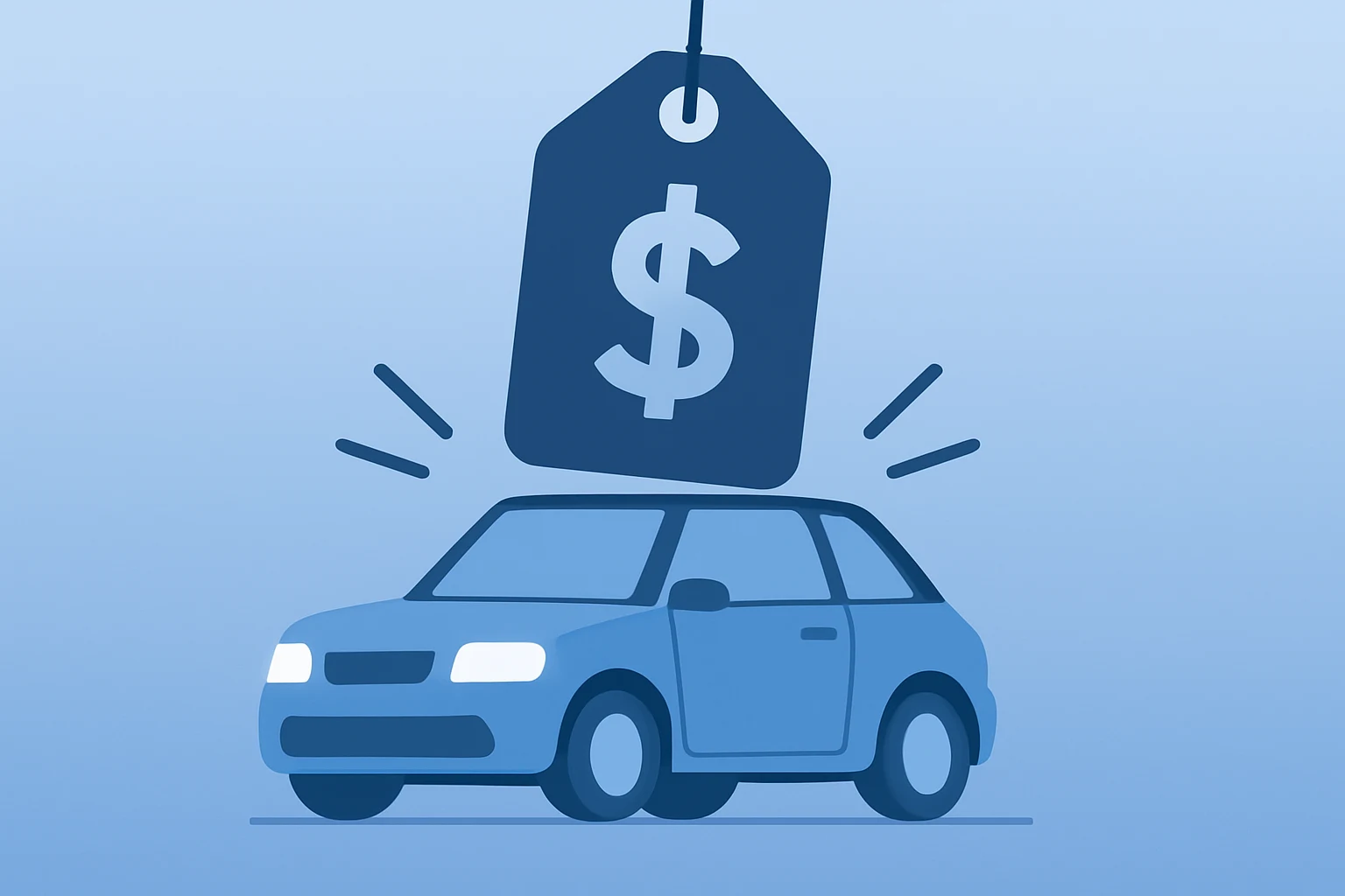 Flat vector car compressing into a tighter silhouette to symbolize Toyota 2025 sales and tariff profit squeeze.