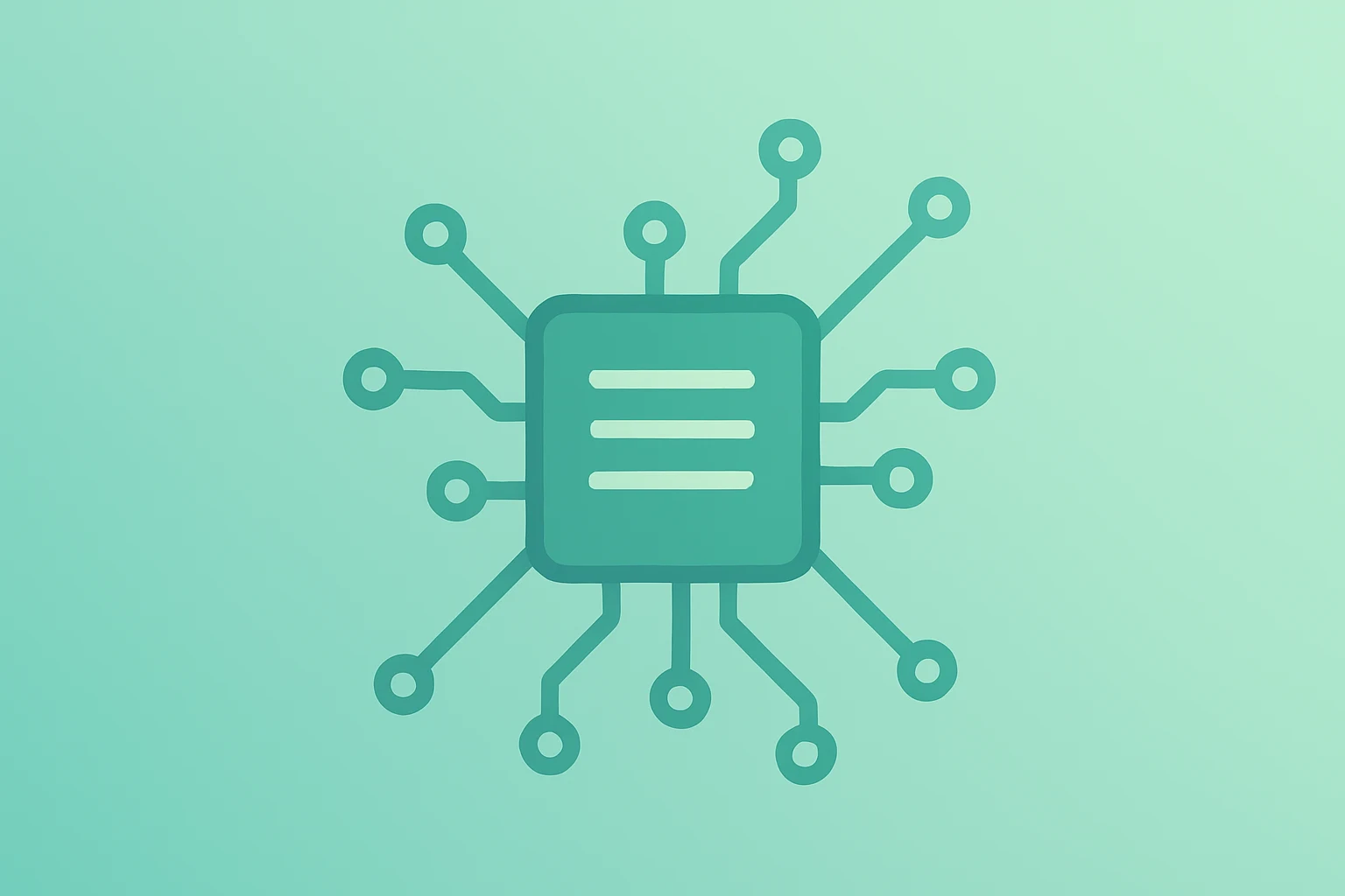 Flat filled vector of a server chip with expanding circuit to symbolize AI-driven earnings growth and S&P 500 2026 forecast.