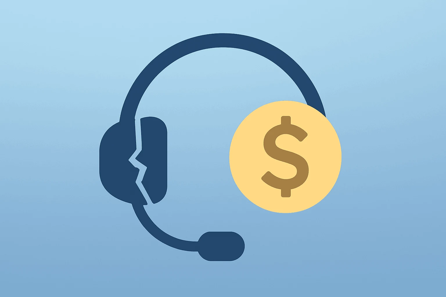 Flat-vector call center headset with fractured casing symbolizing Concentrix earnings goodwill impairment and cash strength.