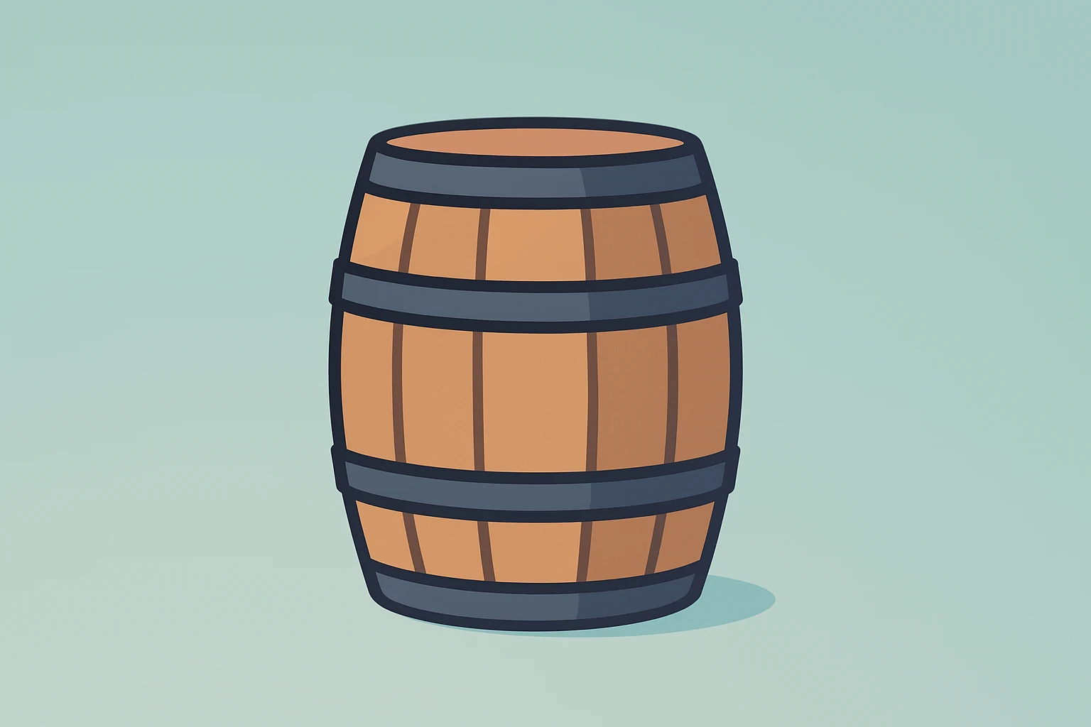 Flat vector of a shrinking whisky barrel with a dim payout tag to symbolize Diageo dividend cut and balance-sheet reset.