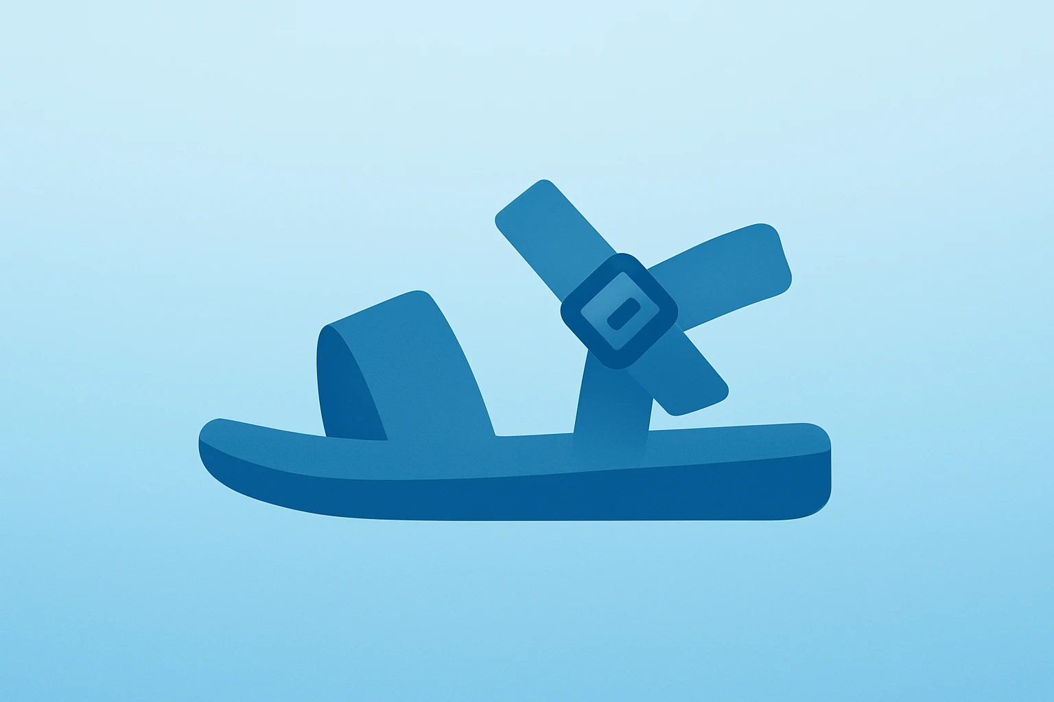 Flat centered vector sandal with tightened strap symbolizing tariff squeeze and production limits, Birkenstock earnings.