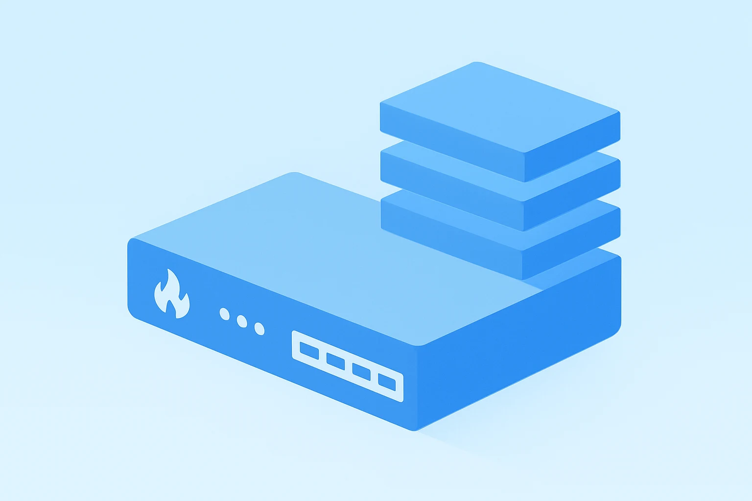 Flat vector network firewall with expanding module stack symbolizing Palo Alto Networks earnings and raised ARR guidance.