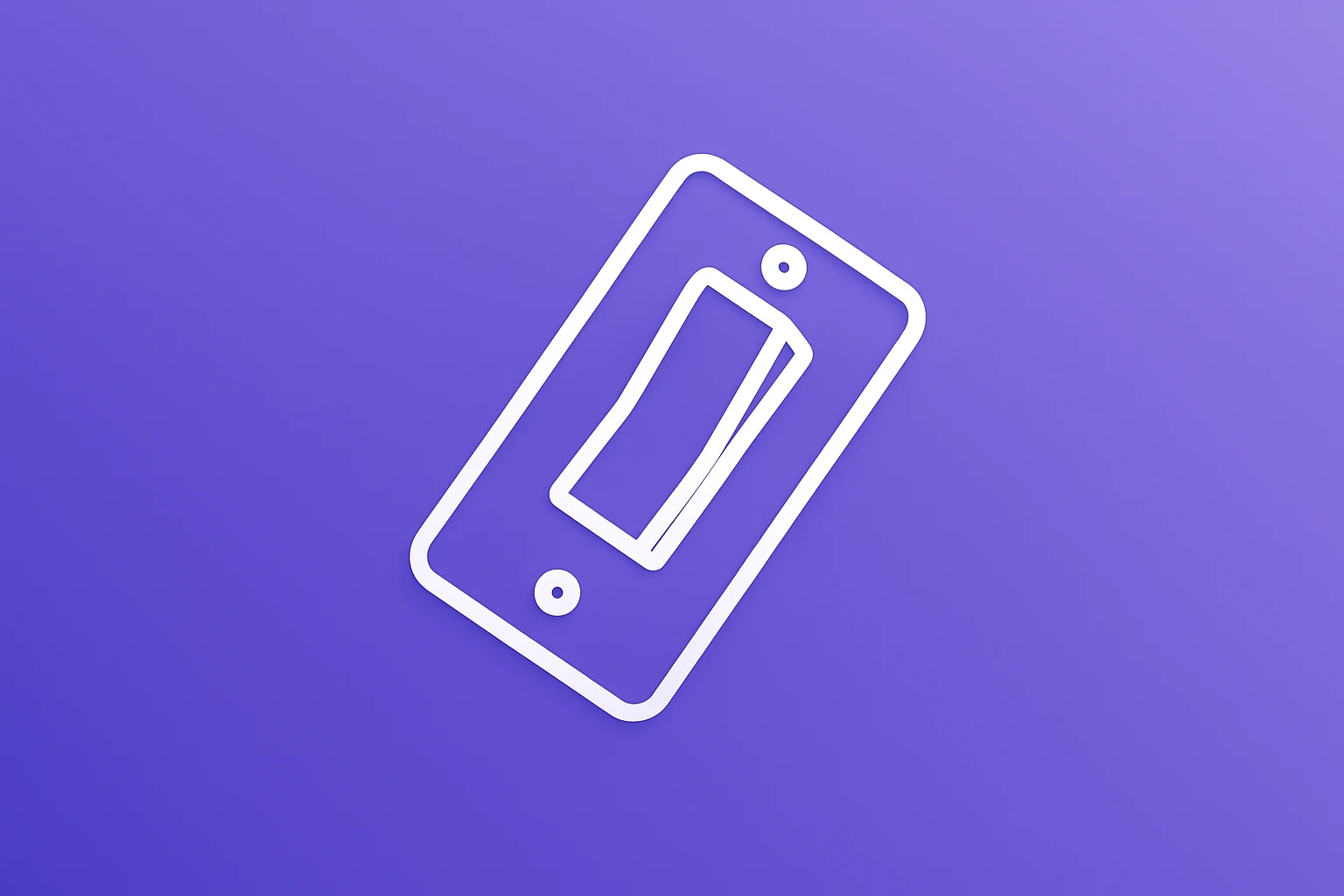 Outlined circuit breaker on a subtle violet-indigo gradient field symbolizing Oklo stock regulatory milestones and runway.