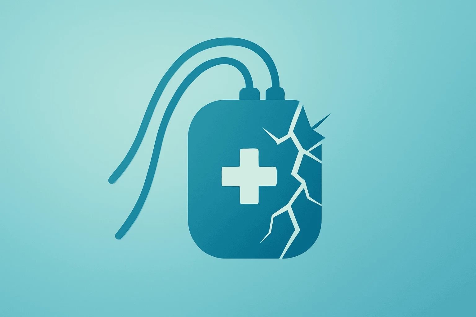 Flat vector server cluster with a fractured shell symbolizing Boston Scientific cyberattack that disrupted shipments
