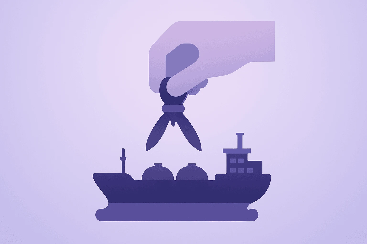 Flat vector cover of a stylized oil tanker fused with a market icon to illustrate U.S.-Iran tensions and record stock closes.